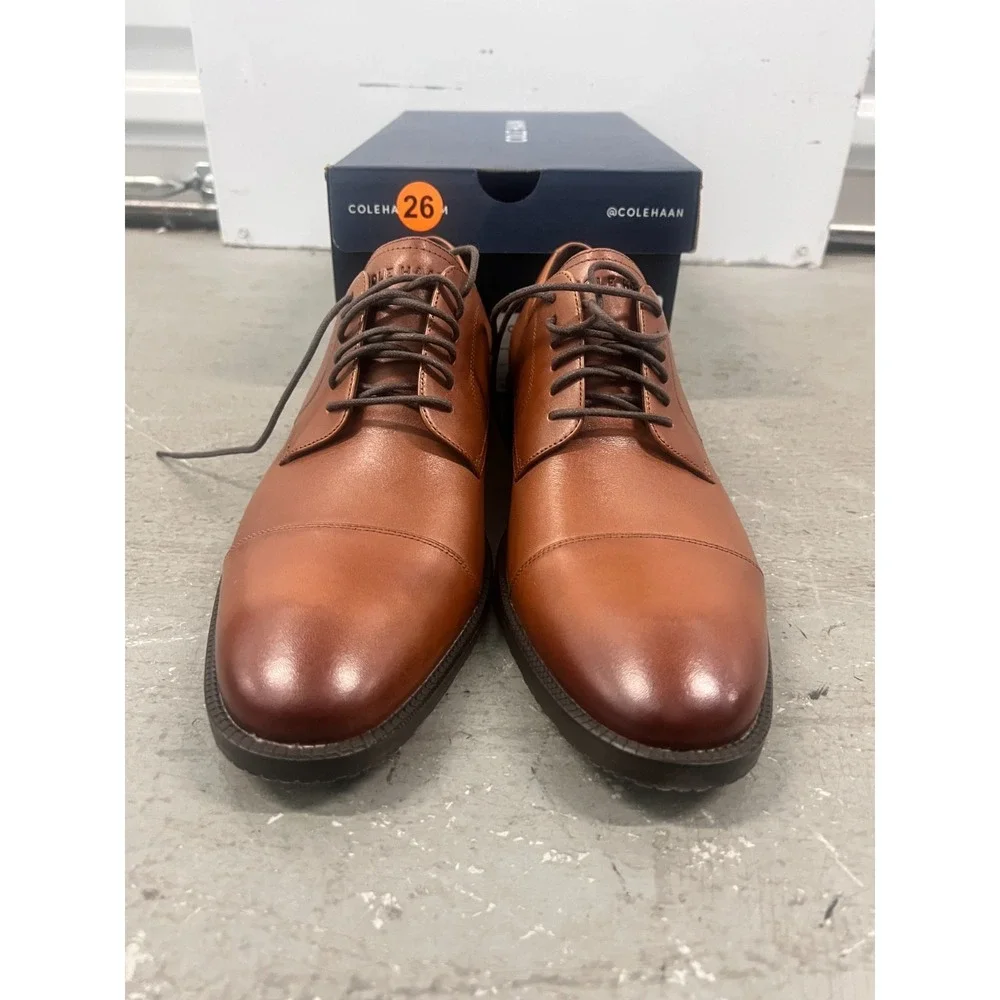 Cole Haan Modern Essentials C34138 Oxford‎ Mens US 9 M Brown Cap Toe Dress Shoes